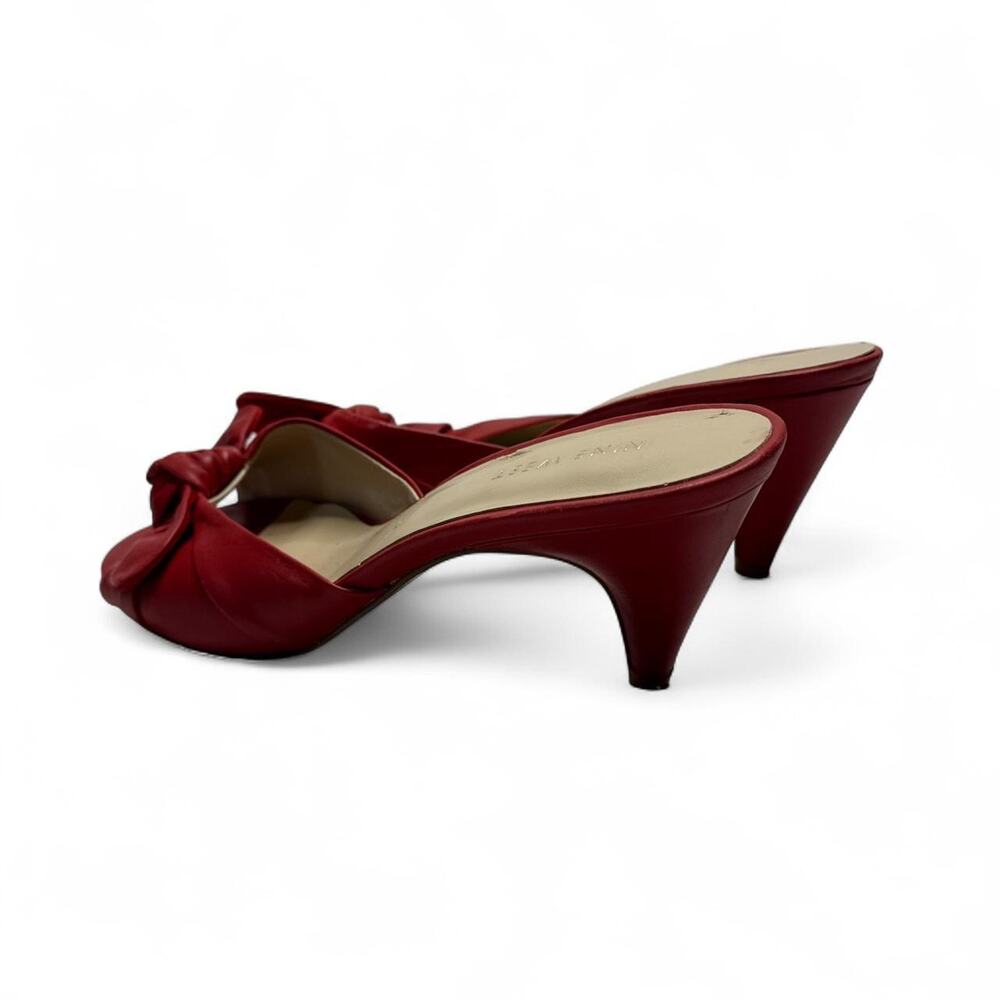 Y2K Red Leather Bow Mules / kitten heels Nine West size 7.5 - Picture 4 of 8